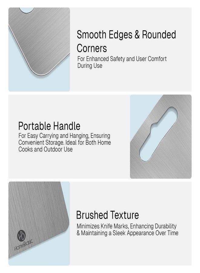 هوم بايسك لوح تقطيع من الفولاذ المقاوم للصدأ من هوم بيسيك للمطبخ (صغير - 30 × 20 × 0.1 سم) | لوح تقطيع من الفولاذ الآمن غذائيًا للخضراوات والفواكه واللحوم والأسماك | خالٍ من الجزيئات البلاستيكية الدقيقة ولا يمتص البكتيريا، غير مسامي - Image 4